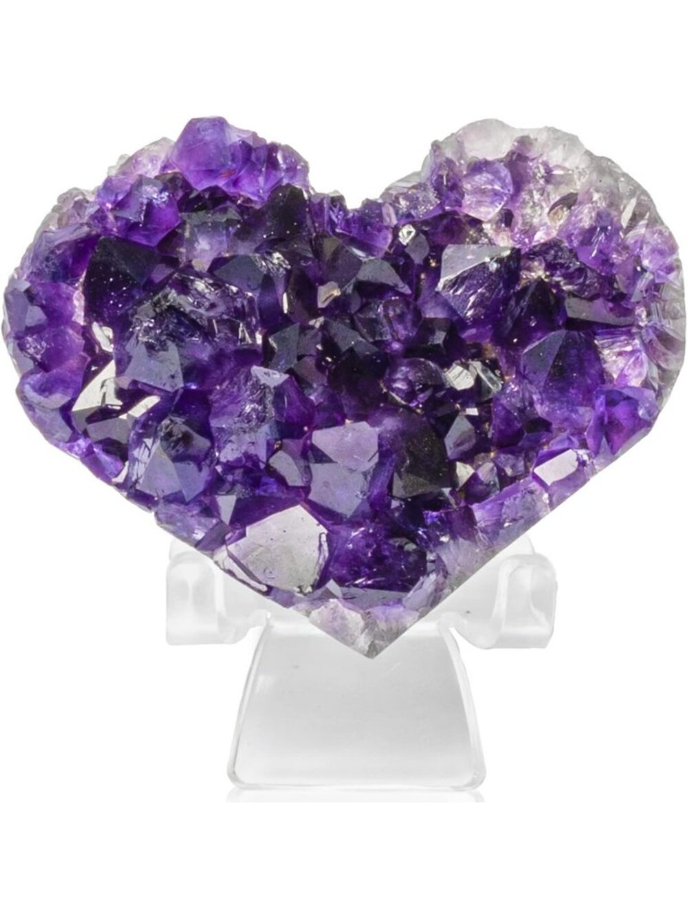 Natural Purple Amethyst Heart Crystal Stones 3-3.5in, Healing Energy Decor